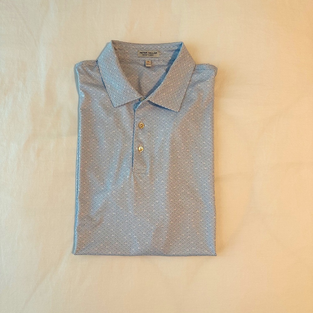 Peter Millar XL Summer Comfort Polo Racecar Design EUC